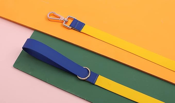 Jelly Colorful Dog Leash, Waterproof Training Leash for Walking, Hiking & Outdoor Activities, Non-Slip Grip, Anti-Odor Nylon Lead with Alloy O-Ring, Heavy Duty - M150, 5FT - Yellow & Blue