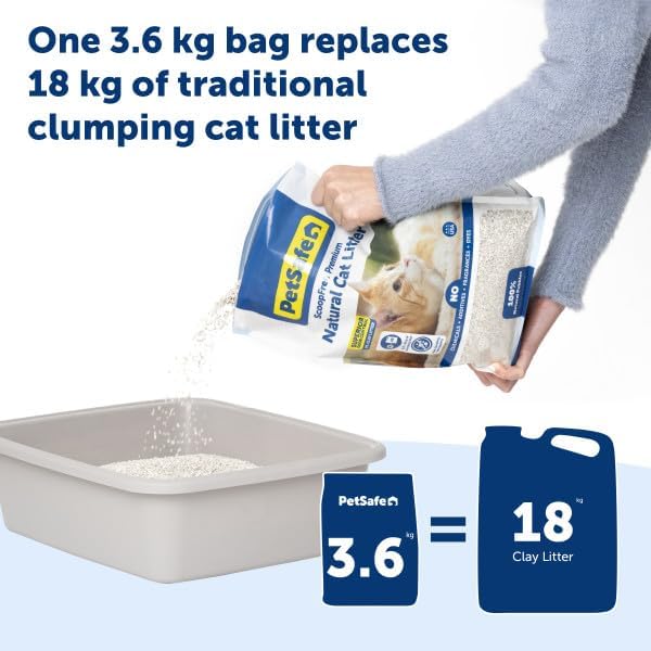 PetSafe ScoopFree Premium Fragrance-Free Natural Cat Litter - Long-Lasting Litter - High Absorbency & Low-Tracking Design - Non-Clumping Pebbles - 8 lb Bag