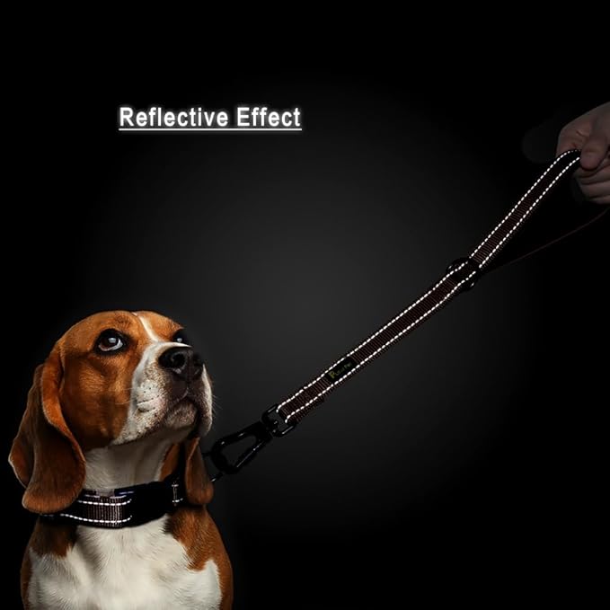 PLUTUS PET Short Training Dog Leash with Padded Handle for Medium Large Dogs,18 Inch Heavy Duty Strong Traffic Leash with Carabiner Clip for Climbing Walking or Guiding Blind(18”，Chocolate)