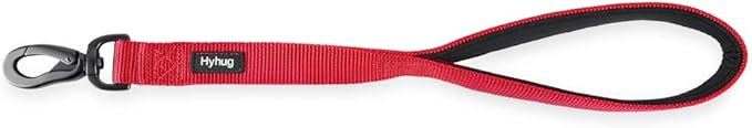Hyhug Traffic Nylon 18 Inches Short Leash with Soft Neoprene Padded Handle for Giant Large Medium Boy and Girl Dogs - Professional Training, Daily Use Walking. (18 Inches, Red)