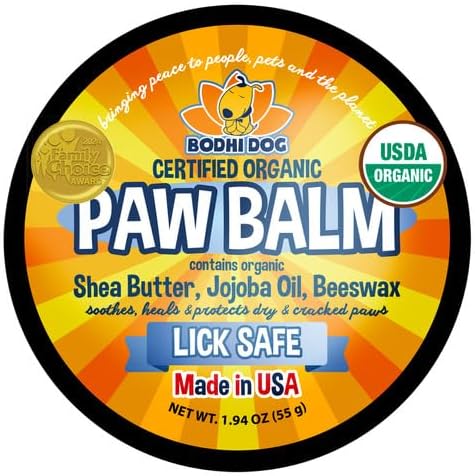 Bodhi Dog Paw Balm - Lick Safe - USDA Organic Paw Butter - Natural Paw Moisturizer Heals Dry, Cracked Paw Pads - Winter Protection - Pet Paw Balm for Dogs & Cats - Better than Paw Cream, Paw Wax (2oz)