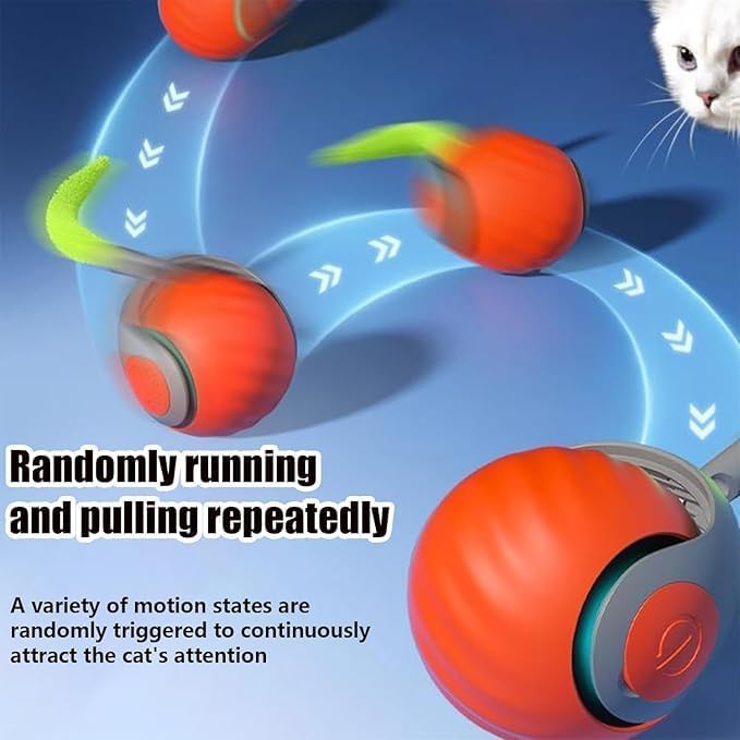 Christmas Stocking Stuffer Speedy 2.0 Tail 2 Packs Interactive Cat Toys for Indoor Cats, Automatic Cat Toy with Tail, Electric Rolling Ball on Carpet,Cat Toys for Bored Indoor Adult Cats