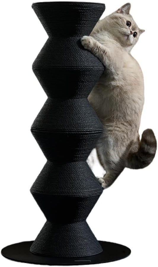 Furrytail Colossal Zigzag Clawer,Cat Scratcher,Scratching Post with Paper Rope, Recycle cat Tower, Large (29.9" H) - Black