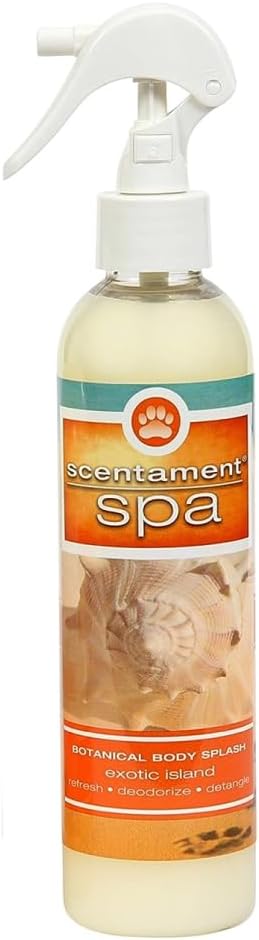 Best Shot Scentament Spa Botanical Body Splash, Detangler Spray, Hypoallergenic Body Spray for Pets, Cat and Dog Cologne Spray, Exotic Island, 8 Oz.