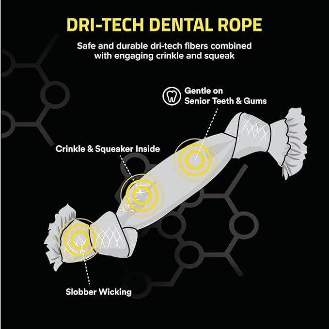 Playology Dri-Tech Pork Sausage Scent Dental Rope Dog Toy, Small