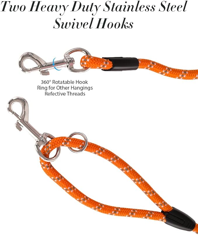 2 Pack Orange&Blue 20FT Long Dog Leashes,Dog Training Lead for Large Medium Small Dogs Outside Walking, Playing, Camping, or Yard