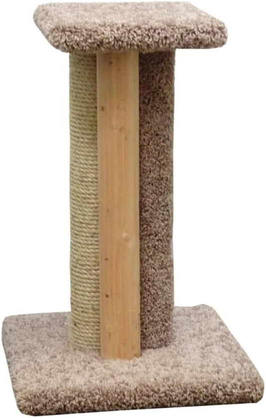 Coastal Charm Premier Triple Cat Scratcher - Multi-Surface Scratching Post with Sisal, Wood, and Carpet Beige