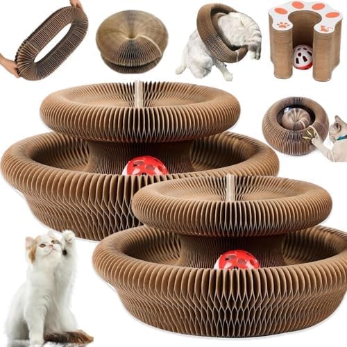 2PC Kitty Curls Cat Toy,Magic Organ Cat Toy,Cat Scratcher for Grinding Claw Cardboard Cat Toys,Interactive Scratch Pad with Toy Ball