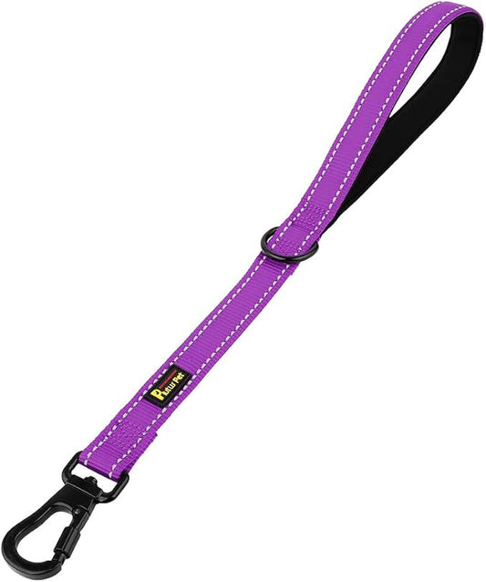 PLUTUS PET Short Training Dog Leash with Padded Handle for Medium Large Big Dogs,18 Inch Heavy Duty Strong Traffic Leash with Carabiner Clip for Climbing Walking or Guiding Blind (18",Purple)