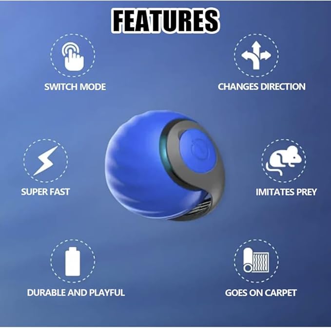 Speediest Tail 2.0 Cat Toy,Interactive CatToy,CatToys for Indoor Cats,Chewie Viral Cat Ball,Adjustable Sports Rolling Toy,Electric Rolling Ball Christmas Birthday Gift for Pets