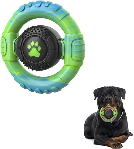 Dog Toys for Aggressive Chewers Large Medium Breed, Indestructible Squeaky Dog Chew Toys, Tough Nylon Rubber Interactive Dog Toys to Keep Them Busy