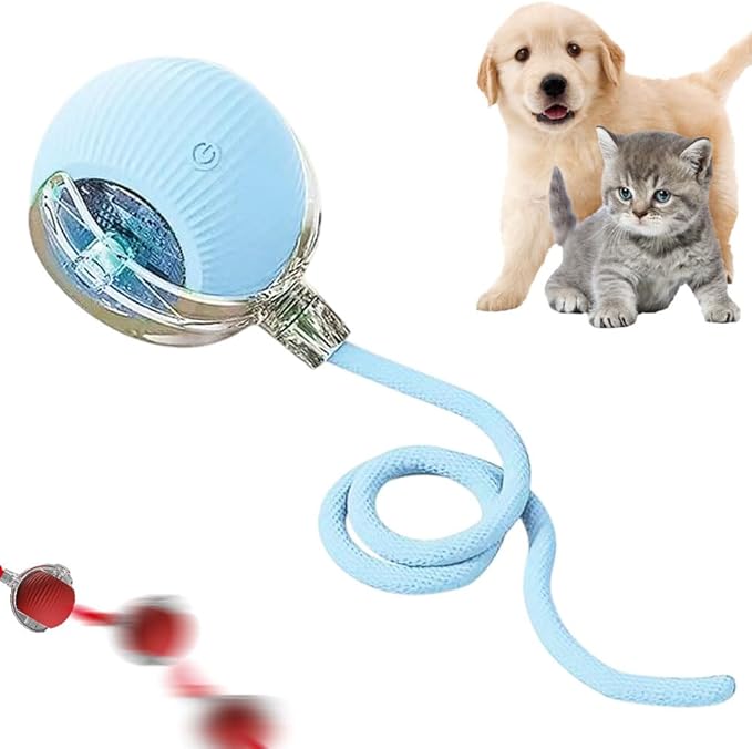 Yilia Interactive Rolling Cat Dog Ball Toy, Upgrade Automatic Moving Cat Toys, Self Rolling Dog Ball Interactive Cat Toys, Smart Automatic Electric Balls Toys for Bored Cats Dogs (Blue)