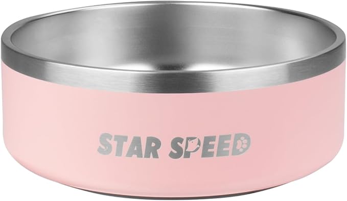 StarSpeed 42oz Stainless Steel Dog Bowls with Rubber Bottom Non-Slip Double Wall Metal Outdoor Dog Food and Water Bowls Weighted Insulated Pet Feeding Bowl for Small,Medium Sized Dogs or Cats