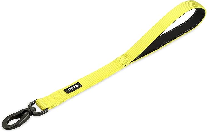 Hyhug Nylon Short Dog Leash with Soft Padded Handle, Single Handle Leash, Durable Heavy Duty, Ideal for Anti-Pulling Dog Training,Perfect for Large Medium Small Breeds (18 Inches, Luminous Yellow)