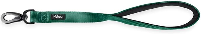 Hyhug Nylon Short Dog Leash with Soft Padded Handle, Single Handle Leash, Durable Heavy Duty, Ideal for Anti-Pulling Dog Training,Perfect for Large Medium Small Breeds (18 Inches, Dark Green)