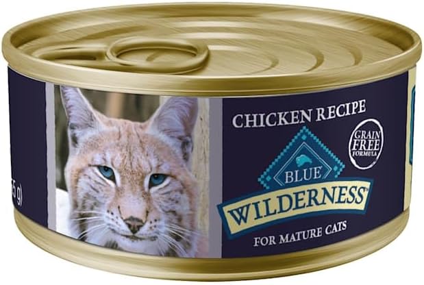 Blue Buffalo Wilderness High-Protein Grain-Free Wet Food for Adult Cats 7+, Chicken Recipe, 5.5-oz., 24-Count
