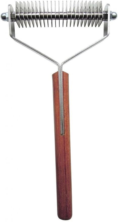 Mars Coat King Double Wide Dematting Undercoat Grooming Rake Stripper Tool for Dogs and Cats, Stainless Steel with Wooden Handle for Thick Coats, 23-Blade Stripper for Groomers, Pet Owners