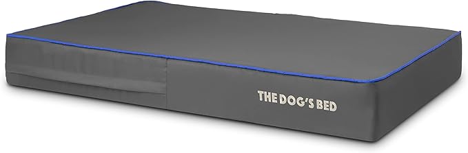 The Dog’s Bed Orthopedic Memory Foam Dog Bed, XL Grey/Blue 46x28, Pain Relief for Arthritis, Hip & Elbow Dysplasia, Post Surgery, Lameness, Supportive, Calming, Waterproof Washable Cover