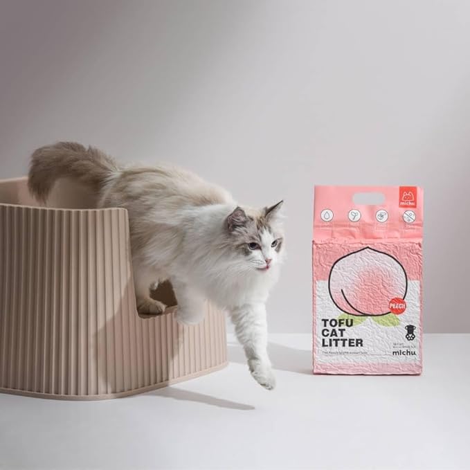 Michu Tofu Cat Litter Natural Clumping Tofu Cat Litter, Fast Clumping and Easily Scoop-able 5.5lb/88oz 5 Scents - Watermelon, 4 Pack