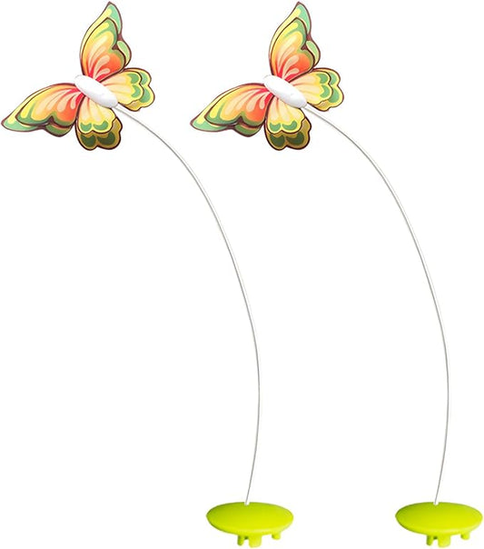 ALL FOR PAWS Butterfly Replacements for Automatic Cat Toys, Realistic Fluttering Butterfly, Upgraded Fabric Material for Durable and Continuous Play and Bat, Safe for Indoor Cats, 2Pack (Butterfly)