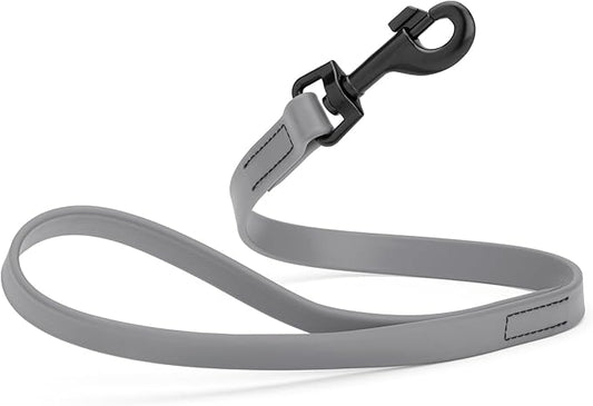 Dogline Biothane Waterproof Dog Leash Strong Coated Nylon Webbing with Black Hardware Odor-Proof Easy to Clean High Performance for Small or Large Dogs Made in USA 2 ft Lead, Battleship Gray