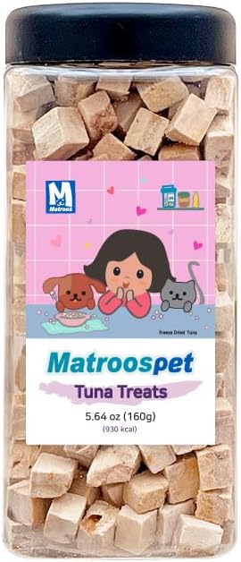 M MATROOS Freeze Dried Raw 100% Natural Single Ingredient Tuna Dog and Cat Treats, 5.64 oz | Healthy Weight Control Traning | Wild Caught, High Protein, Gluten Free, Grain Free