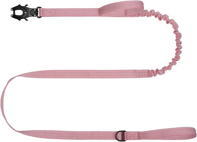 ICEFANG Tactical Dog Leash,K9 Training Walking Bungee Lead with 2 Control Handle,Heavy Duty Quick Release Metal Clasp,for Medium Large Breed (Pink, 6 FT)