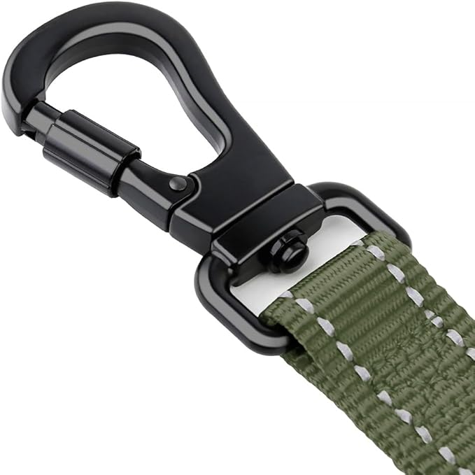 PLUTUS PET Short Dog Leash, Reflective Nylon Padded Handle, Strong Traffic Leash with Carabiner Clip, Perfect for Large or Medium Dogs (10”，Ranger Green)