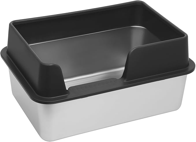 Kichwit Stainless Steel Cat Litter Box with High Sides Easy to Clean, Smooth Surface, Rust Resistant, 19.8" x 13.8" x 10" (with Lid)