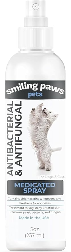 Smiling Paws Pets Advanced Chlorhexidine & Ketoconazole Spray for Cats & Dogs Spray 8oz