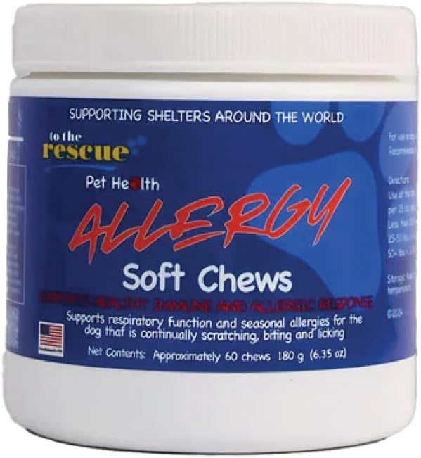 To The Rescue Dog Allergy Relief - Supports Respiratory Funtion and Seasonal Allergies for Dogs That are Continually Scratching, Biting and Licking - 60 Chews