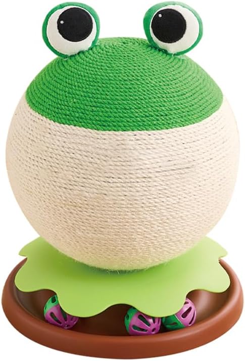 3-in-1 Modern Cat Ball Scratcher & Cat Toys for Indoor Cats/Kittens, Cute Orange/Frog/Bee Design with Bell Ball Track, Natural Sisal Cat Scratching Post, Space-Saving Interactive Cat Scratcher