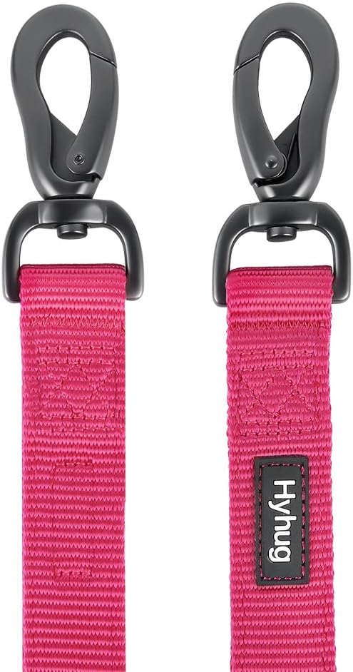 Hyhug Sturdy Nylon 18'' Short Leash with Comfortable Cushion for Giant Large Medium Boy and Girl Dogs -Daily Use Walking and Training. (18 Inches, Rose Red)