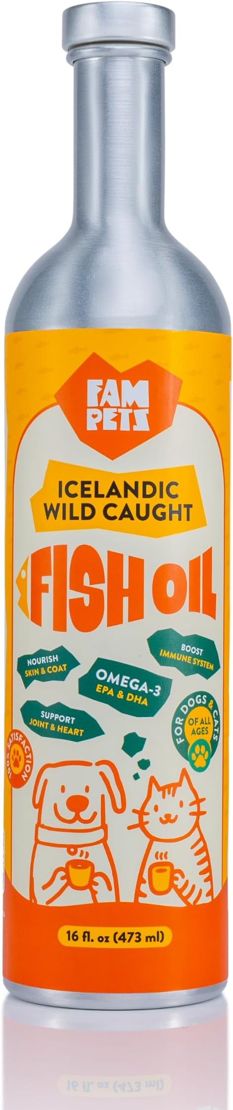 Omega 3 Fish Oil for Dogs (16 oz) - Premium Icelandic Liquid Dog Fish Oil Supplement with EPA DHA for Skin, Coat & Joint Health - Natural Pet Supplement - Leak-Free Aluminum Pour Bottle