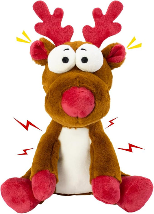 Christmas Squeaky Dog Toys, Stuffed Toys with Crinkle Paper, Interactive Toys to Keep Them Busy, Durable Plush Reindeer for Small, Medium and Large Dogs.