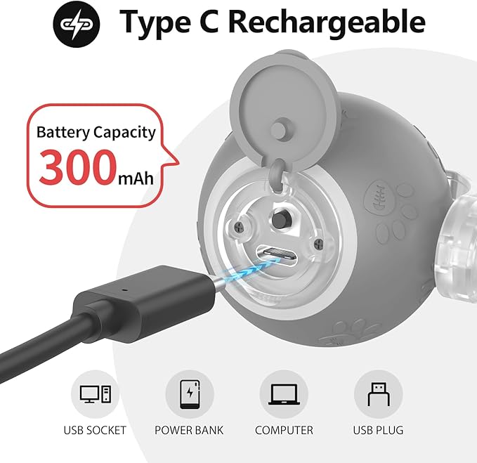 Interactive Cat Toys, Automatic Moving Cat Toys for Bored Indoor Adult Cats, Fast Rolling, Chirping & Motion-Activated Kitty Toys, Fun Gift for Cats with Speedy Tail 2.0, USB Rechargeable (Gray)