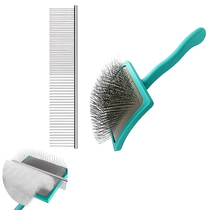 Extra Long Pin Dog Grooming Brush Haired Dogs & Pet Comb Value Kit,Dog Brushes for Goldendoodle, Labradoodle, Poodles - Pet Hair Brush for Medium & Long Haired Dogs-31mm pins