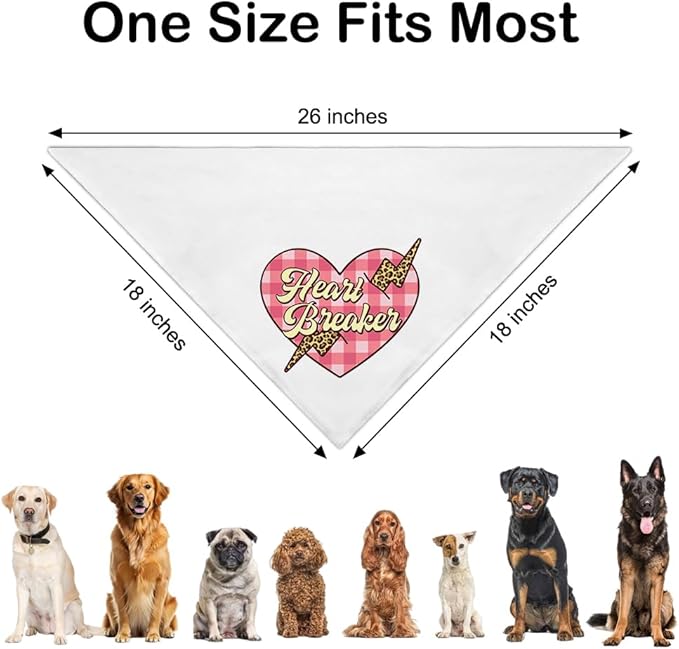 Heart Breaker White Dog Bandana, Flirty Valentine's Gifts for Couple Boyfriend Girlfriend, Birthday for Dog Mom Dad Romantic Puppy Owner, Funny Pet Scarf Accessory Photo Prop