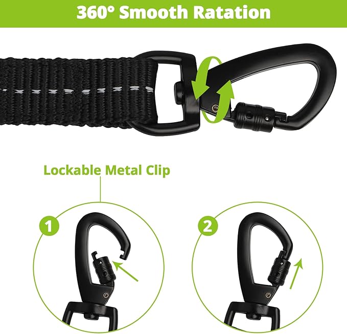 Long Dog Leash 20 FT: Heavy Duty Rope Leashes for Dogs Training with Swivel Lockable Hook Reflective Threads Bungee and Padded Handle - Dog Lead for Large Small Medium Dogs Outside Walking Hiking