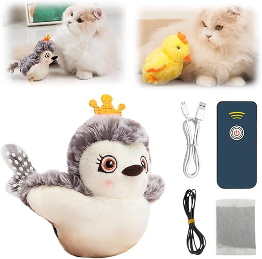 Flapping Bird Cat Toy, 2026 Upgrade Simulated Chirping Bird Cat Toy Flapping Wings, Rechargeable Toy for Indoor Cats (Gray)