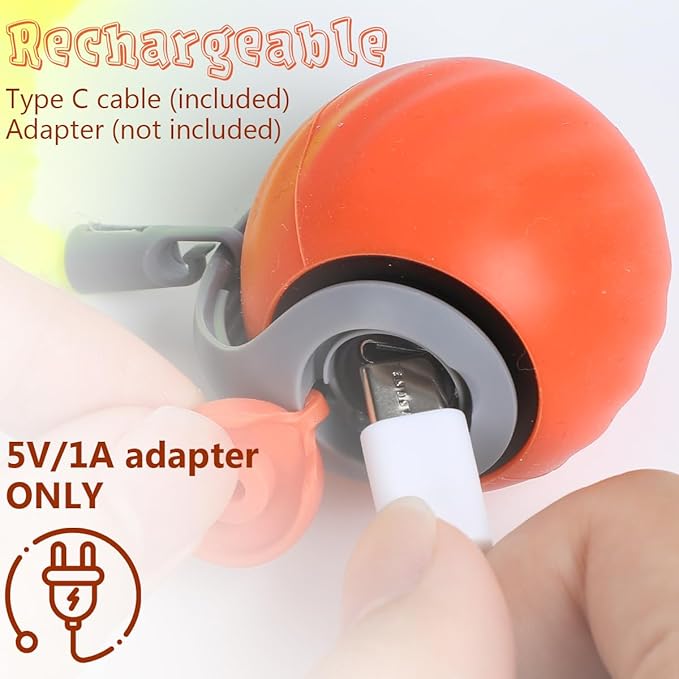 Interactive Cat Ball Toy 2.0 Cat Toy,Smart Interactive Cat Ball Toy for Indoor Cats with 3 Tails 2 Speeds,Obstacle Avoidance Smart Cat Toys for Keep Them Busy for Small/Medium/Large Cats (Orange)