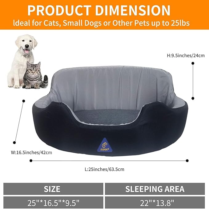 Self-Warming Heated Orthopedic Dog Bed with Dual-Side Comfort (Grey), Reversible Heating Pad for Cats & Small Pets, Waterproof and Machine Washable