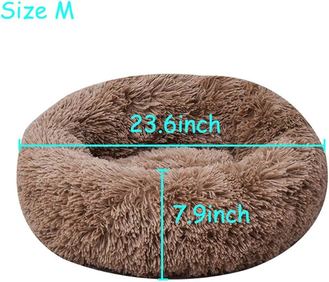 BODISEINT Modern Soft Plush Round Pet Bed for Cats or Small Dogs, Mini Medium Sized Dog Cat Bed Self Warming Autumn Winter Indoor Snooze Sleeping Cozy Kitty Teddy Kennel (24'' D x 8'' H, Coffee)