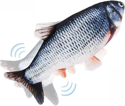 Tocirelo Cat Toys Flopping Fish with Catnip, Moving Cat Toy Interactive for Indoor Cats, Kitten Kicker Floppy Dog Toy, 11" Electric Realistic Plush Wiggle Fish for Kitty Exercise