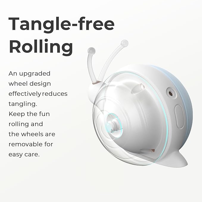 Cheerble Interactive Cat Toy for Indoor Cats, Wicked Snail Kitten Toys, Automatic Cat Toys with LED Lights, Rechargeable Moving Toys for Cats, Smart Stimulating Electric Pet Toy(Blue)