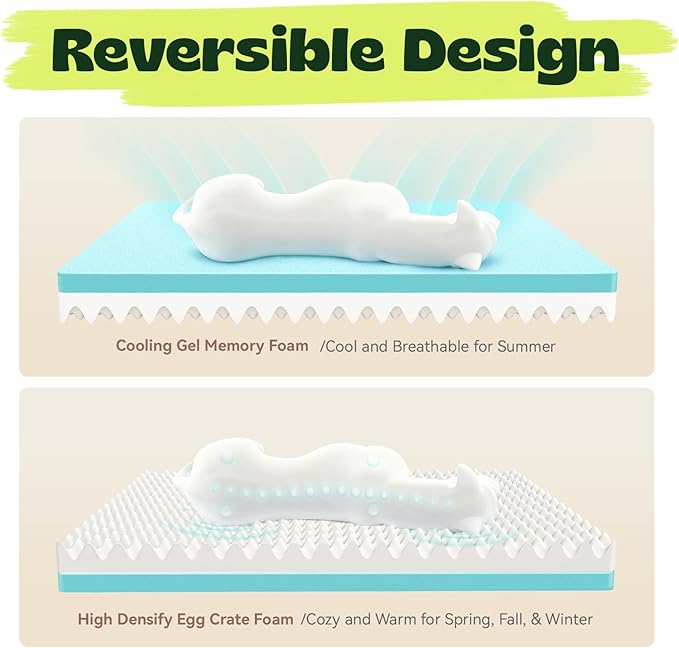 XL Orthopedic Dog Bed for Large Dogs with Cooling Gel Memory Foam and Egg Crate Foam Waterproof, 42inch Pet Couch with Removable Washable Cover and Bolster Side for Extra Breed Pets