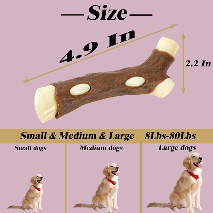 Dog Bones Chew Toys for Aggressive Chewers, 6 Pack Real Beef Flavor,Indestructible Dog Teething Chew Toys for Large/Medium/Small Puppies Breed,Tough Pet Toy with Durable Nylon