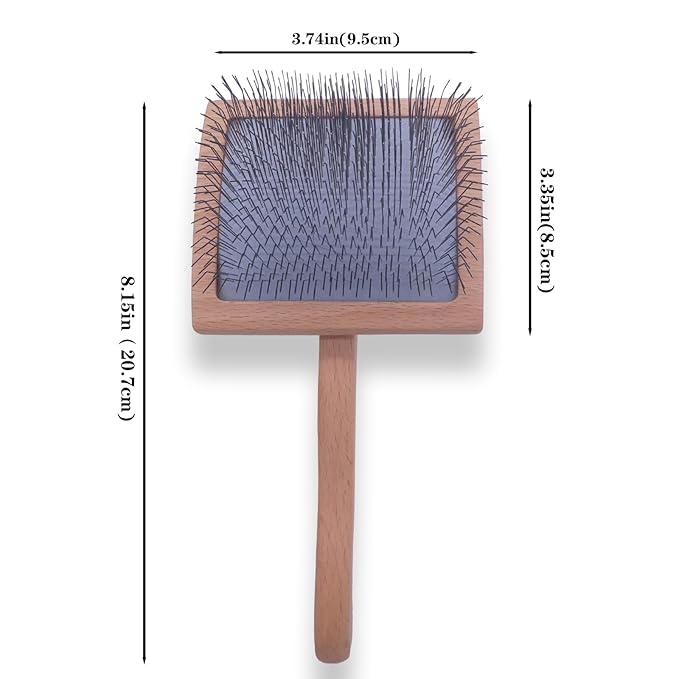 Big slicker brush for large dogs - Dog Brush for Shedding & Long Hair Cats Tool: Thick Coat Daily Care Painless Mat Remover Trusted by Pet Owners" (natural wood color)