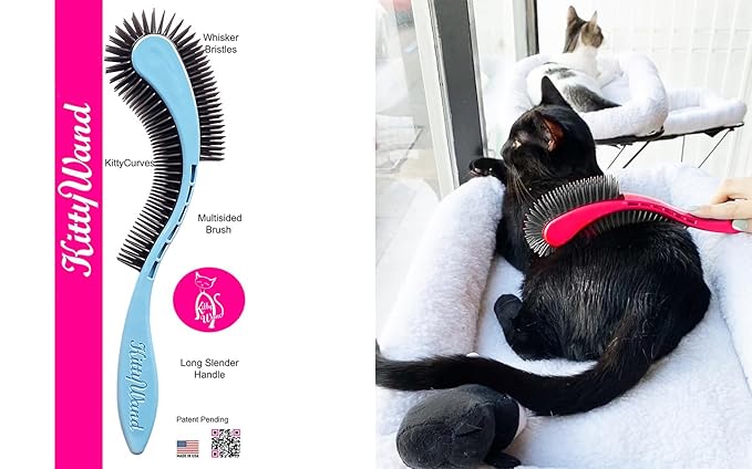 Cat Brush, Blue. Designed for Comfort, Created for Results. This innovative grooming brush features multi contoured shapes that gently adapt to your cats body for stress free grooming.