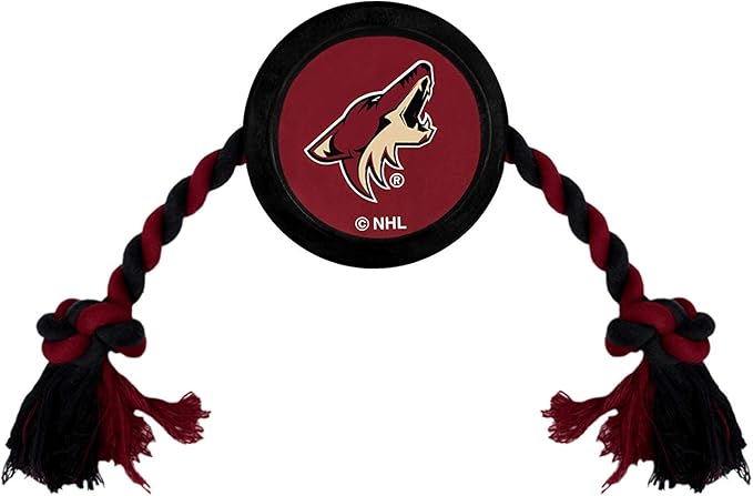 Pets First NHL Arizona Coyotes Puck Toy for Dogs & Cats. Play Hockey with Your Pet with This Licensed Dog Tough Toy Reward!